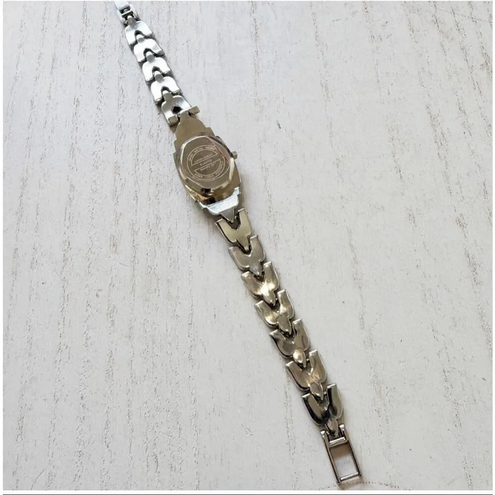 Lee Sands Mother of Pearl Hidden Watch Marcasite Style Quartz Bracelet Watch Art